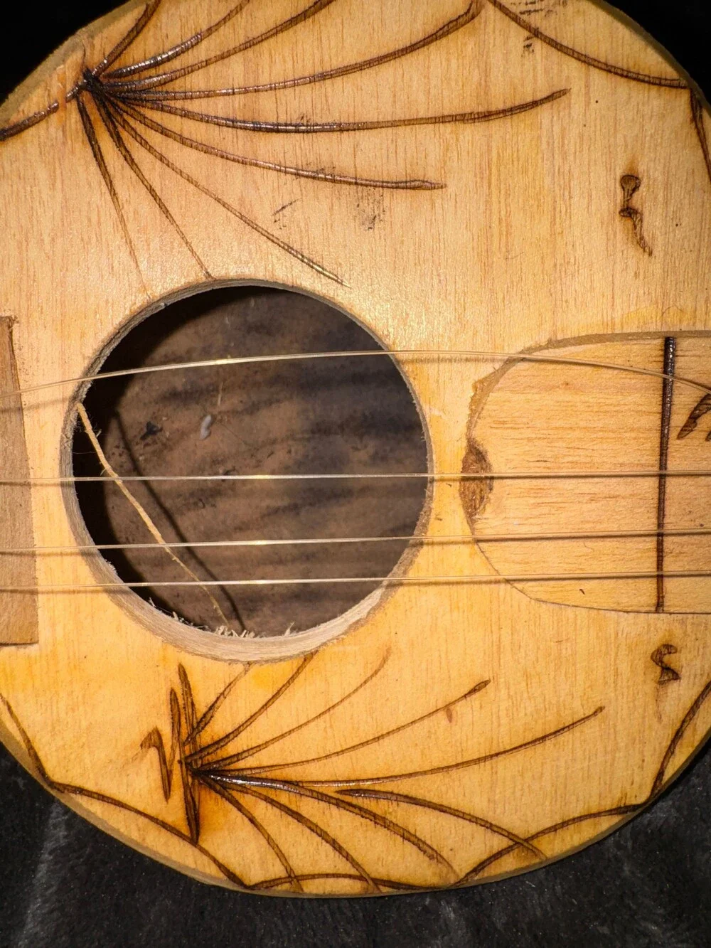 Half Moon Bay Handmade Wooden String Instrument Palm Tree Carved
